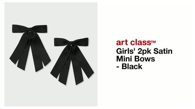 Girls&#39; 2pk Satin Mini Bows - art class&#8482; Black, 2 of 5, play video
