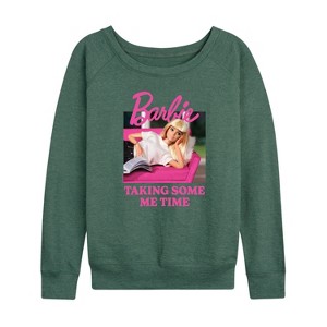 Women's - Barbie - Taking Some Me Time Lightweight French Terry Wide Neck Long Sleeve Shirt - 1 of 4