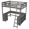 TIRAMISUBEST Twin/Full Size Loft Bed with U-shaped Desk, 1 Drawer and Storage Shelves, Solid Wood Loft Bedframe with Storage Cabinet and Ladder - 4 of 4