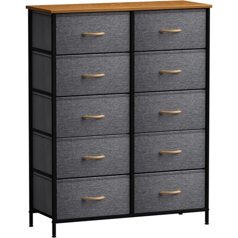 Reahome 6 Drawer Steel Frame Bedroom Storage Organizer Chest Dresser With  Waterproof Top, Adjustable Feet, And Wall Safety Attachment, Black Grey :  Target