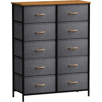 Sorbus Dresser with 10 Faux Wood Drawers and Wood Top