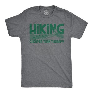Mens Hiking Cheaper Than Therapy Funny Camping Outdoor Summer T shirt - Crazy Dog Men's T Shirt - 1 of 4