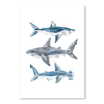 Americanflat Animal Minimalist Painted Shark Trio 1 By Jetty Home Poster Art Print