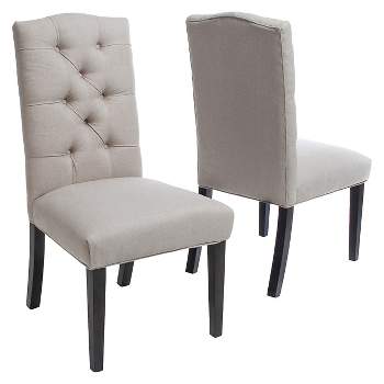 Set of 2 Berlin Tufted Fabric Dining Chair Natural - Christopher Knight Home