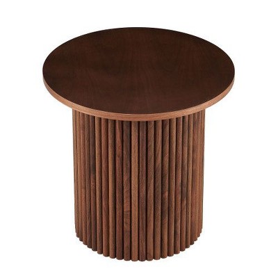 CENGHU Wood Round Dining Table for 4, Modern Farmhouse Kitchen Table, End Table with Wood Strip Base for Kitchen, Living Room, Dining Room