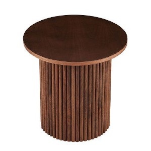 CENGHU Wood Round Dining Table for 4, Modern Farmhouse Kitchen Table, End Table with Wood Strip Base for Kitchen, Living Room, Dining Room - 1 of 4