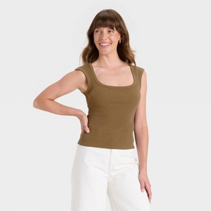 Women's Slim Fit Square Neck Ribbed T-Shirt - Universal Thread™ - 1 of 4