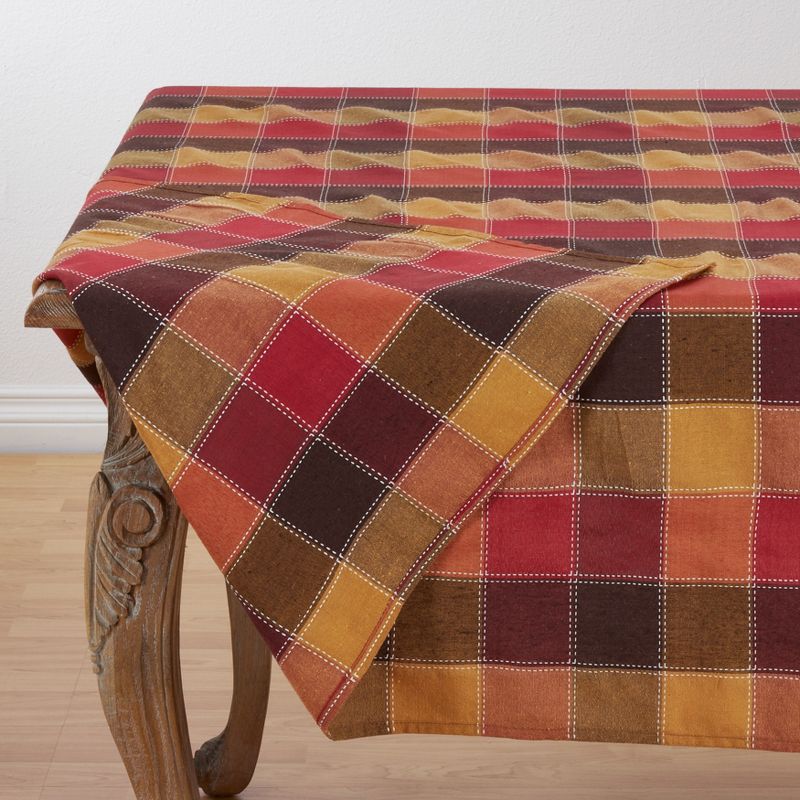 Saro Lifestyle Cotton And Poly Blend Stitched Plaid Tablecloth, 2 of 7