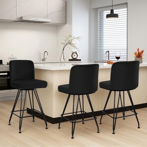 Bekrvio 26" Swivel Counter Height Bar Stools Set of 1/2/3/4, Faux Leather or Velvet Upholstered with V-Shaped Metal Base for Kitchen Island - 1 of 4