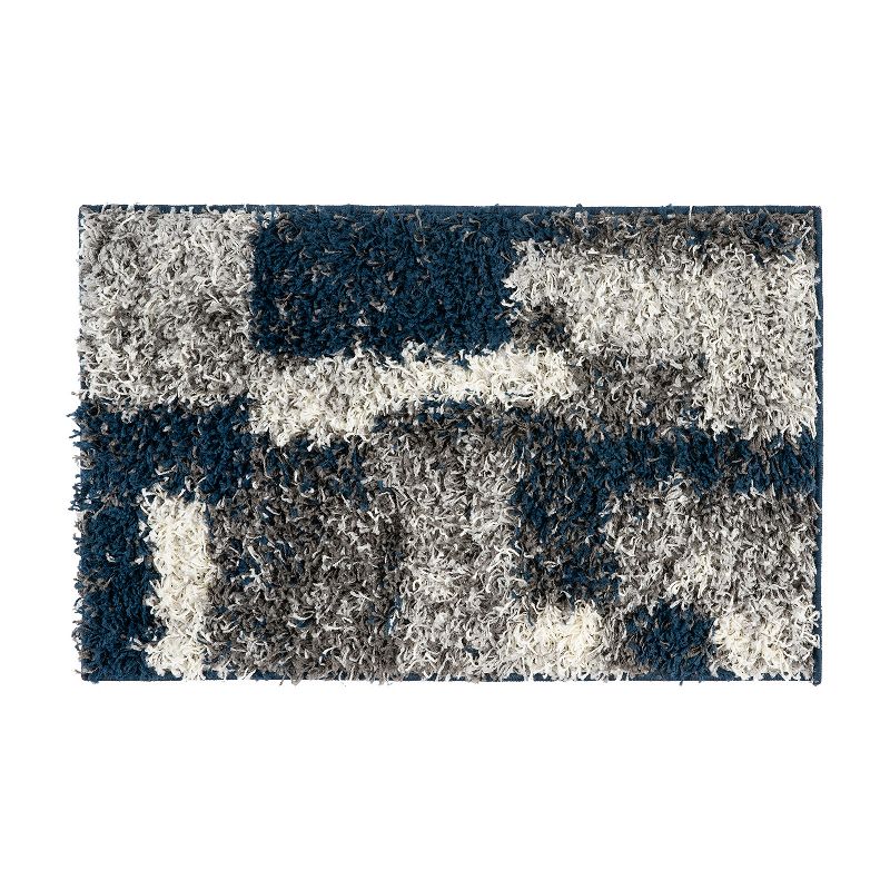 World Rug Gallery Distressed Modern Boxes Plush Shag Area Rug, 1 of 7
