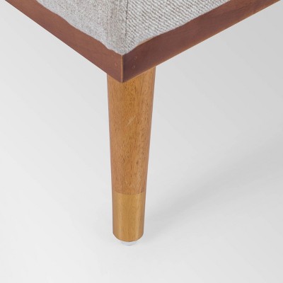 Beige and Dark Walnut Mid-Century Modern Chaise Lounge