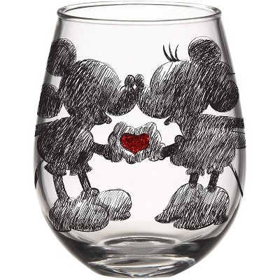 Joyjolt Disney Mickey & Minnie Icon Stemless Wine Glass - 10 Oz - Set Of 2  : Target