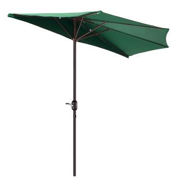 Nature Spring 9-ft Easy Crank Half Patio Umbrella - Small Canopy for Balcony, Table, or Deck