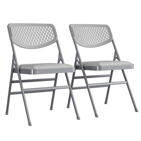 Set Of 2 Ultra Comfort Commercial Fabric And Resin Mesh Folding Chair Gray Cosco Target