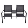 vidaXL 2 Seater Patio Bench, 51.6" Steel and Textilene Black - 3 of 4