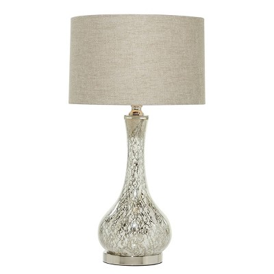 28" x 14" Glam Glass and Metal Table Lamp Silver - Olivia & May