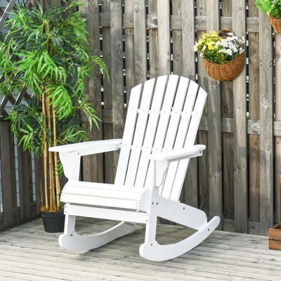 White Wooden Adirondack Rocking Chair with Arms for Outdoor