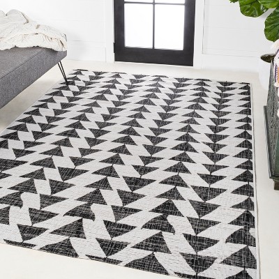 Andratx Ivory and Black Geometric Indoor/Outdoor Rug
