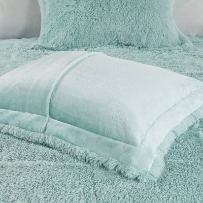 Intelligent Design IntelligentDesign 3pc Full/Queen Leena Shaggy Long Faux Fur Comforter Mini Set Aqua Blue: Teen Bedding, Gender Neutral: Midweight, All Ages Cozy Set — фото 8