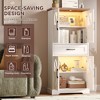 Storage Cabinet with LED Lights & Adjustable Shelves, Pantry Storage Hutch Cabinet, White - 4 of 4