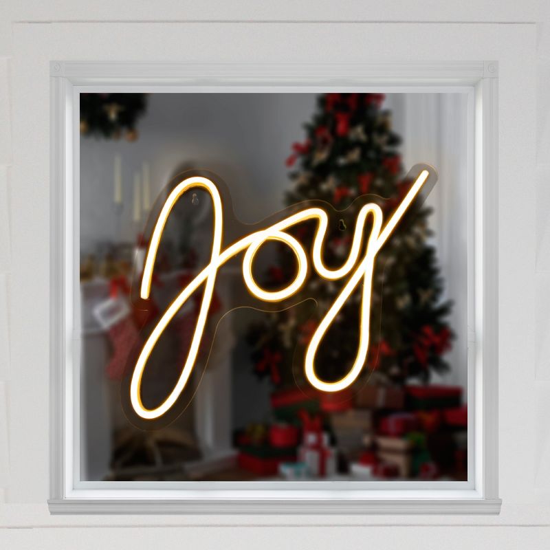 Northlight 12" White LED Lighted "Joy" Neon Style Christmas Sign, 3 of 6