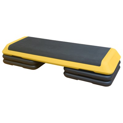 BestParts Adjustable Aerobic Step w/4 Risers - 3 Heights (4/6/8"), Non-Slip HDPE Platform, Yellow
