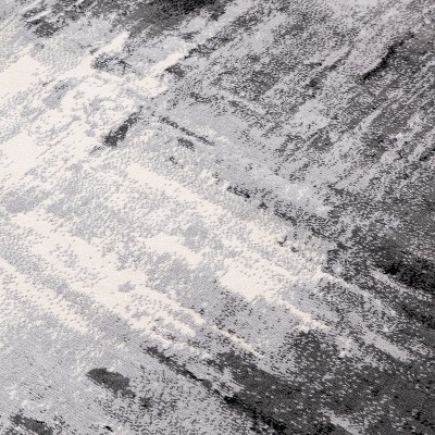 Black and Gray Abstract Synthetic 8' x 10' Area Rug