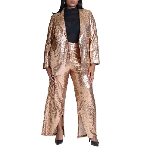 ELOQUII Women's Plus Size Sequin Trouser - image 1 of 4