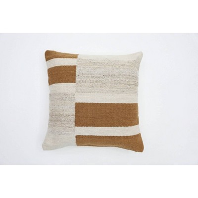 Woven Boucle Square Throw Pillow with Exposed Zipper Neutral - Threshold™