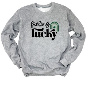 Simply Sage Market Women's Graphic Sweatshirt Feeling Lucky Rainbow - 1 of 3