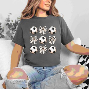 Simply Sage Market Soccer Ball Bows Stacked Short Sleeve Tee - 1 of 4