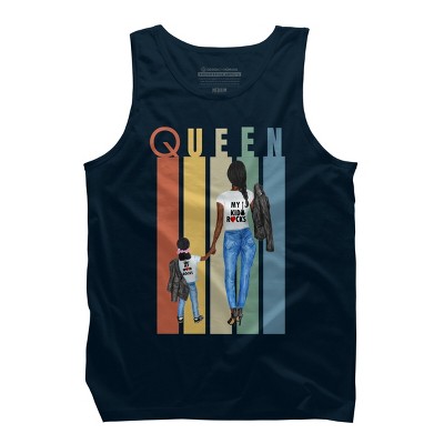 Men's Design By Humans Mother's Day Black Mom Queen Retro Stripes By duron4 Tank Top - Navy - 2X Large
