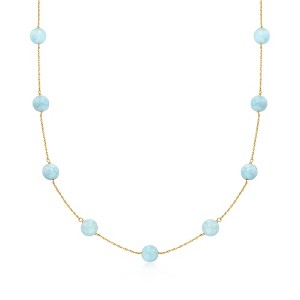 Ross-Simons 50.00 ct. t.w. Aquamarine Bead Station Necklace in 14kt Yellow Gold - 1 of 3