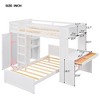 Twin over Twin Bunk Bed with Desk, Solid Wood Bunk Bed with Storage Shelves and Wardrobe, Twin Size Loft Bed with a Stand-Alone Bed - 2 of 4