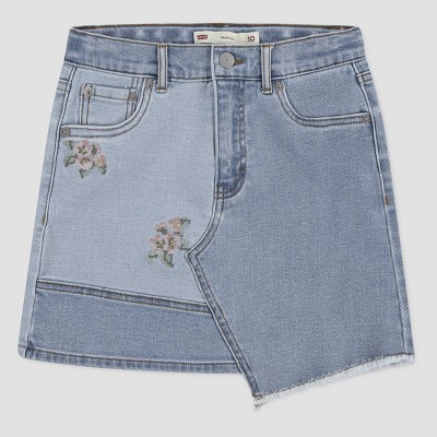 Levi's® Girls' Floral Embroidered Mash-Up Denim Skirt - Light Wash