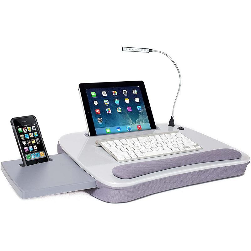 Sofia + Sam Multi-tasking Memory Foam Lap Desk with USB Light - Silver, 1 of 3