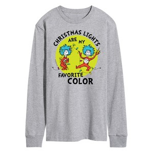 Men's - The Cat in the Hat - Christmas Lights Are My Favorite Color Long Sleeve Graphic T-Shirt - 1 of 4