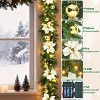 9FT Pre-Lit Christmas Garland with 70 Warm White LED Lights,Flocked Snow Pine Greenery - 3 of 4