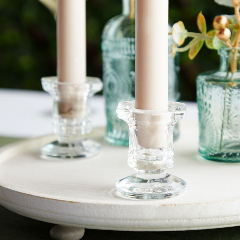 Crystal Glass Candle Holders Set of 12, Clear Taper Candlestick Pillar Candle Holder 2"x2"x2.3", 3 of 9