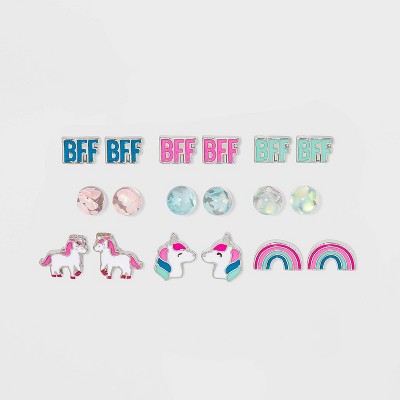 Girls' 9pk Unicorn BFF Earrings - Cat & Jack™