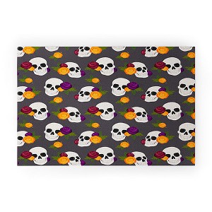 Avenie Halloween Floral Skulls Welcome Mat - society6 - 1 of 3