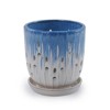 VisioGear 2PCS Ceramic Flowerpot with Drainage Hole, 8" Modern Planter for Patio, Garden, Windowsill, White&Blue, 7.49"*7.49"*8.08" - 4 of 4