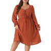 Agnes Orinda Women's Plus Size Midi Long Sleeve Sweetheart Bow Tie Swing Ruffle Swiss Dots Boho Babydoll Dresses - 2 of 4