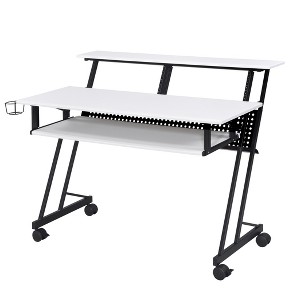 NicBex Music Studio Desk with Keyboard Tray Wooden Top & Metal Frame, Mobile with Caster Wheels for Home Studio - 1 of 4