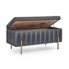 LOVMOR Elegant Upholstered Velvet Storage Bench with Cedar Wood Veneer - 4 of 4