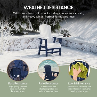 Navy Blue HDPE Adirondack Outdoor Dining Chair