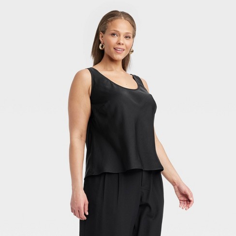Women's Woven Shell Tank Top - A New Day™ Black 3X