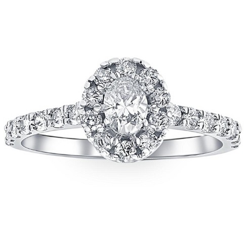Pompeii3 1ct Oval Diamond Halo Engagement Ring In 10k White Gold : Target