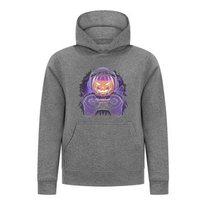 Everyday Kids Halloween Pullover Hoodie – Gamer Pumpkin with Headphones and Controller – Cozy Fall Sweatshirt for Boys, Charcoal Gray - 1 of 3