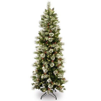 National Tree Company 6.5ft Wintry Pine Slim Tree with Clear Lights